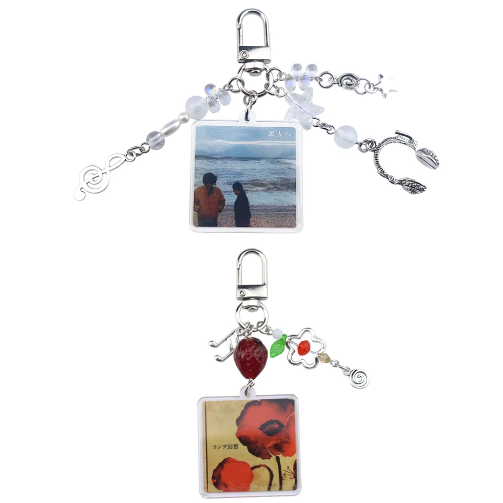 Lovers Lamp Inspired Keychain Y2K Aesthetic Music Album Live Laugh Genso Charms Bag Pendant Decoration Jewelry Collection Gifts