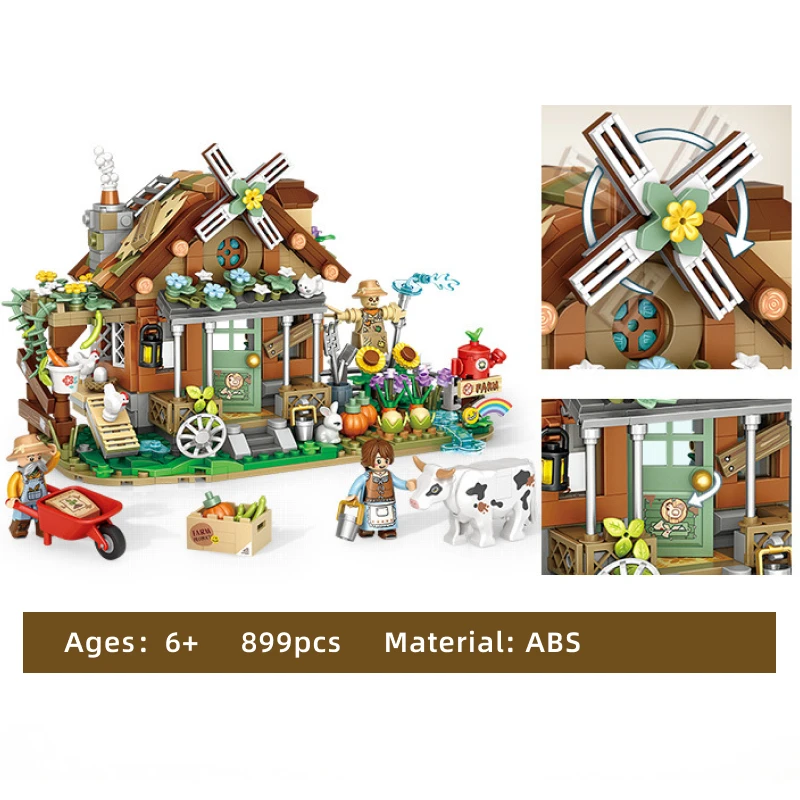 Mini Blocks Rural Hut Model Diy Building Blocks Puzzle Building Blocks Toys For Children Blocks For Girl Bricks Toys For Adults