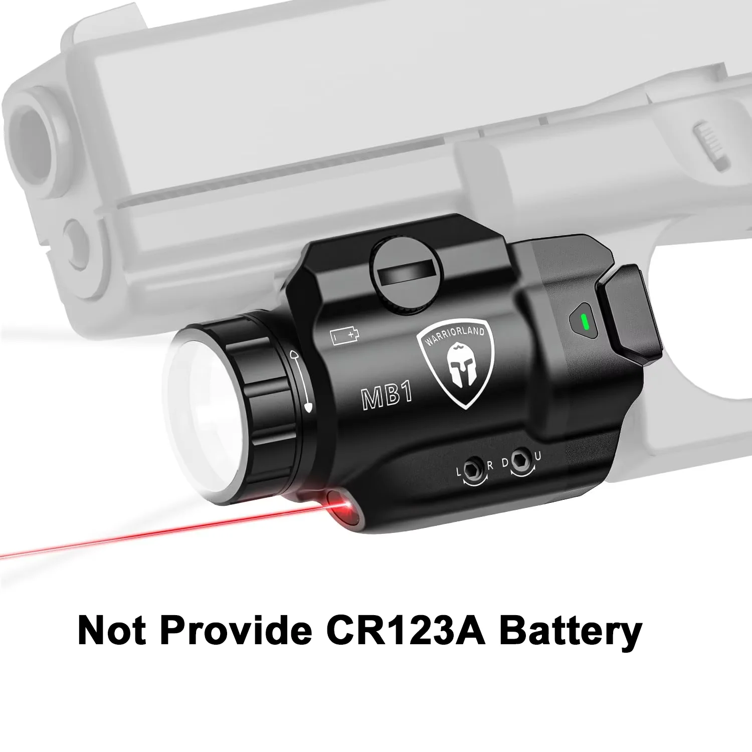 MB1 Compact Pistol Light,Not Provide Battery,Fit G17/G19/P365/G3C/M&P 9/Hellcat Pro,500 LM,Universal Rail Weapon Laser Light