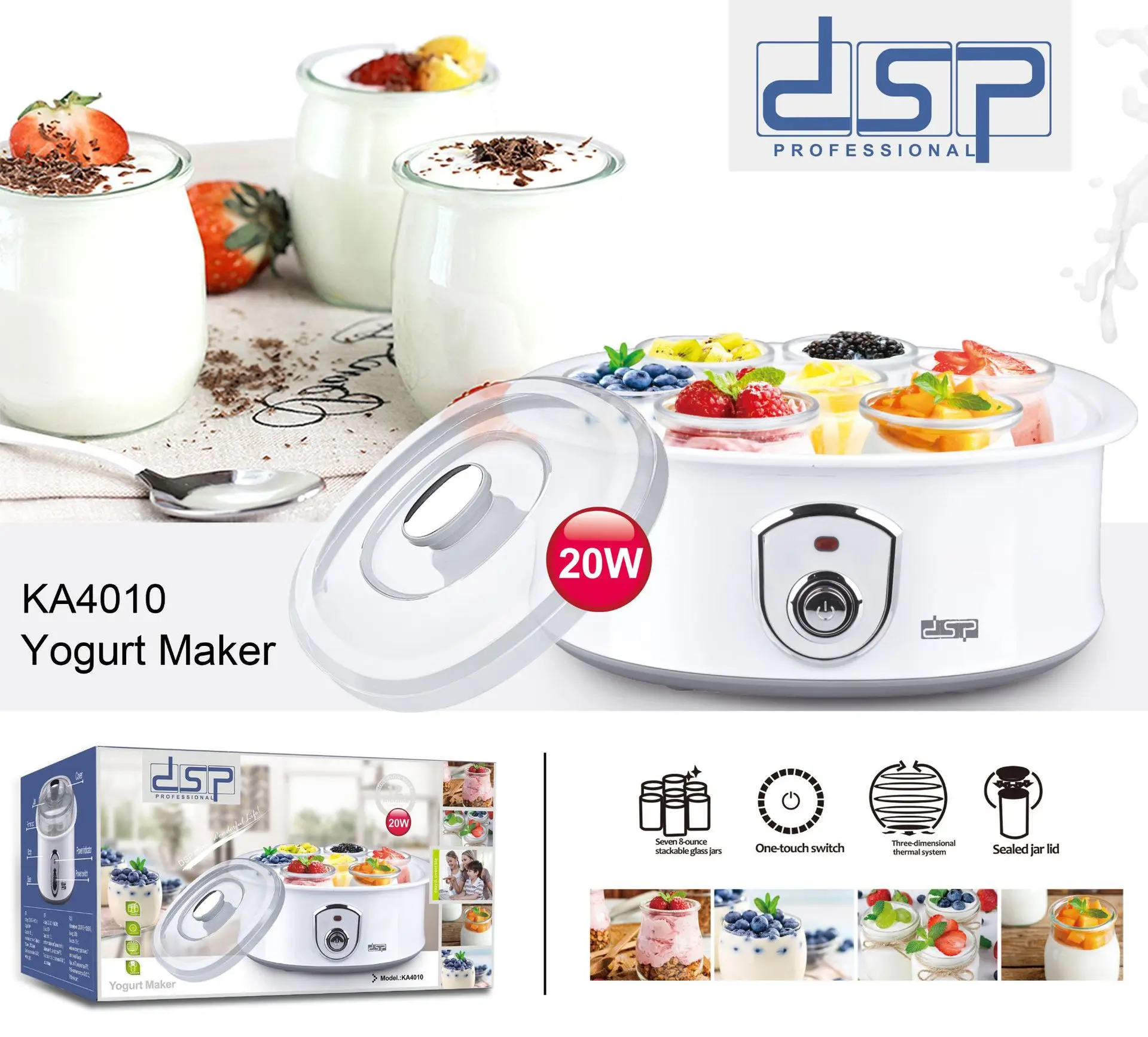 Electric Yogurt Making Machine, One-key Switch, Constant Temperature Heating, with Working Indicator, 7 Glasses