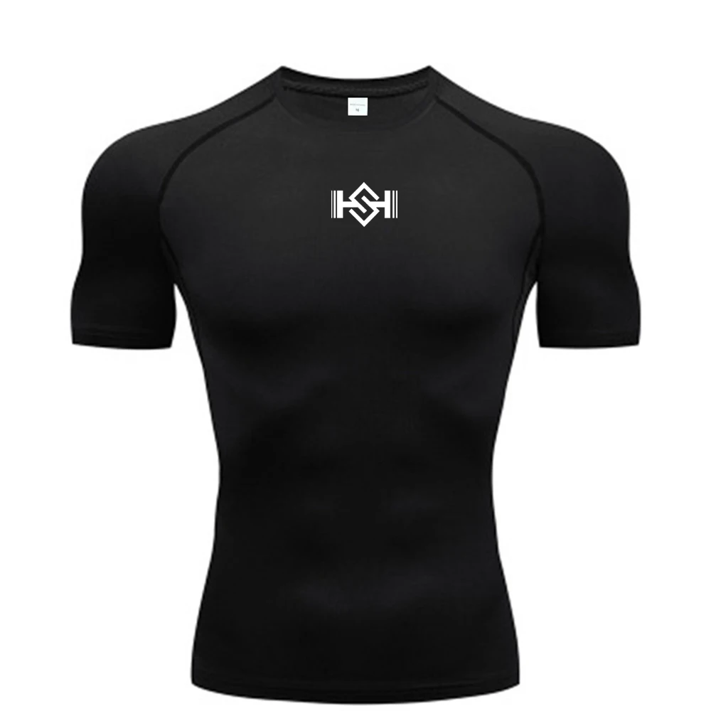 2026-Men's compression T-shirt, Gym running quick dry fitted sportswear, Men's Fitness breathable printed T-shirt short sleeve