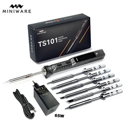 Miniware TS101 Soldering Iron Electric 65W Temperature Programmed LCD New Upgraded TS100 With Soldering Tip Set