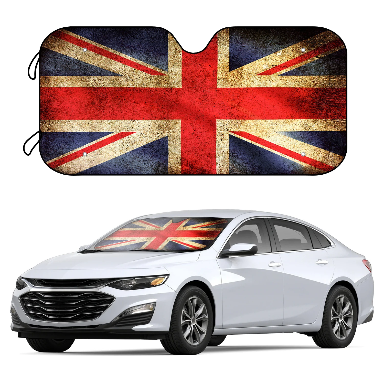 1pc Flag Of England Car Windshield With 4 Free Suction Cups Sun Shade Block UV Rays Reflector Foldable Windshield Sunshade Sun V