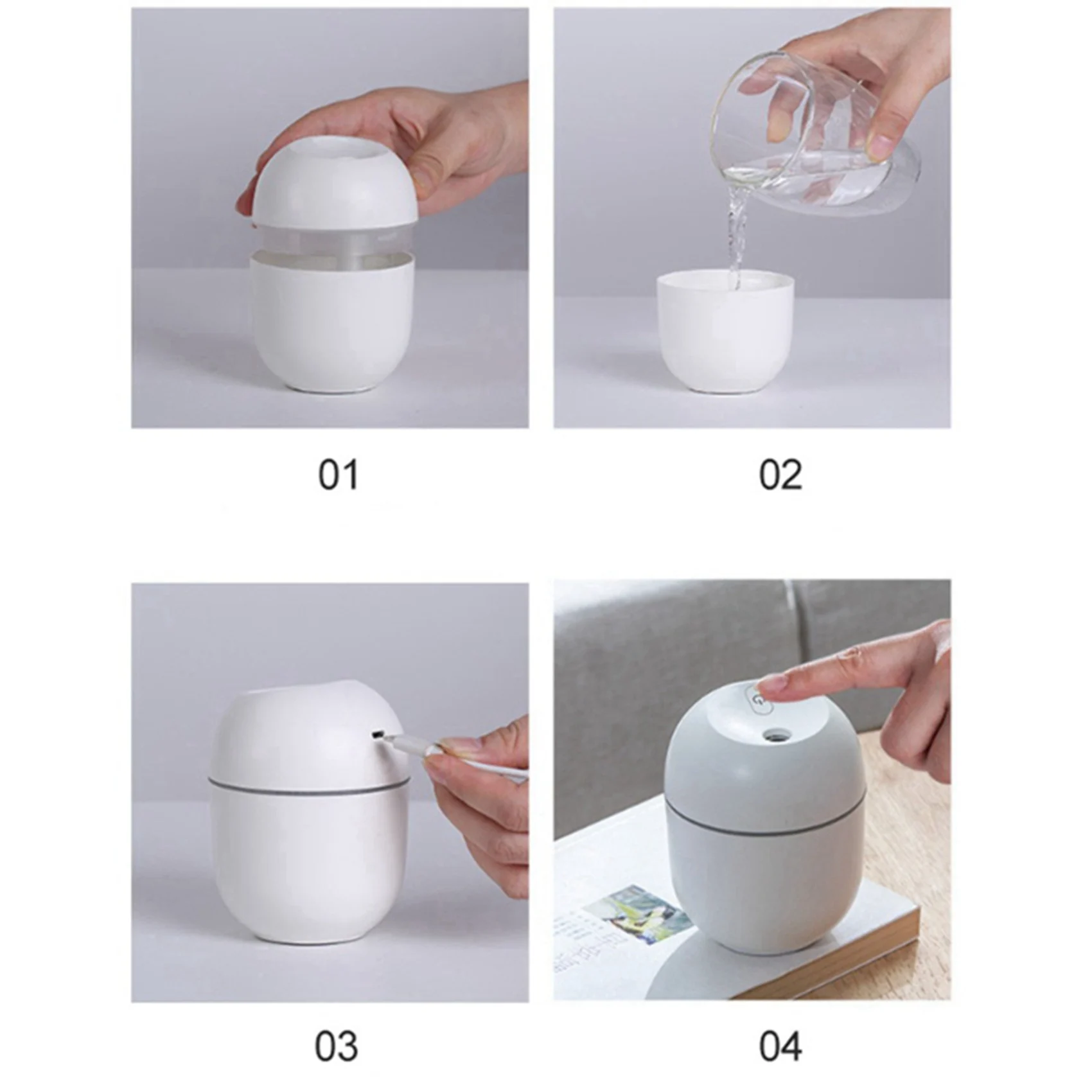 

B07B-2X Air Humidifier USB Small 220Ml Mini Portable Cool Mist Diffuser For Bedroom Office Desk Car Aroma Atomizer,White