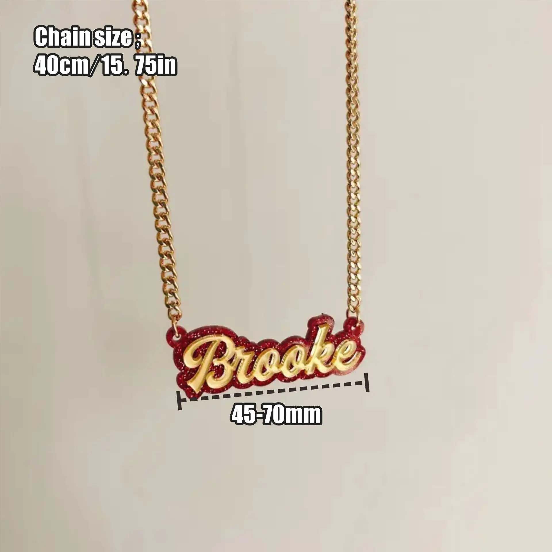 Acrylic Custom Name Necklace Two-Tone Waterproof And Eco-Friendly Necklace Cuban Chain Personalized Necklace Gifts for Children