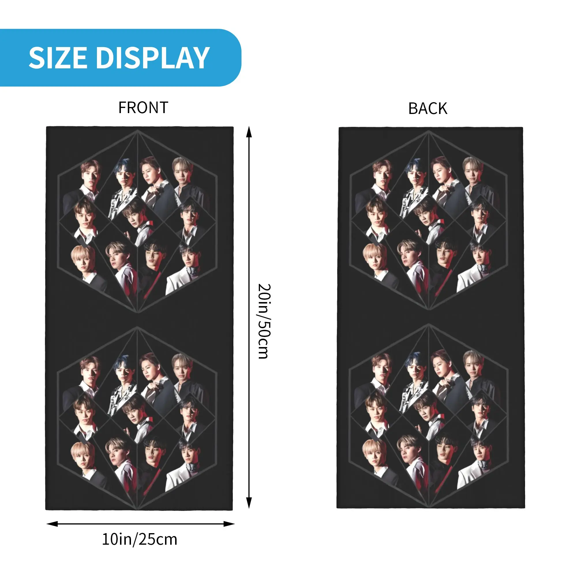 مخصص JO1 اليابانية الصبي الفرقة باندانا الرقبة الجراب يندبروف الوجه وشاح غطاء النساء الرجال أغطية الرأس أنبوب بالاكلافا #2