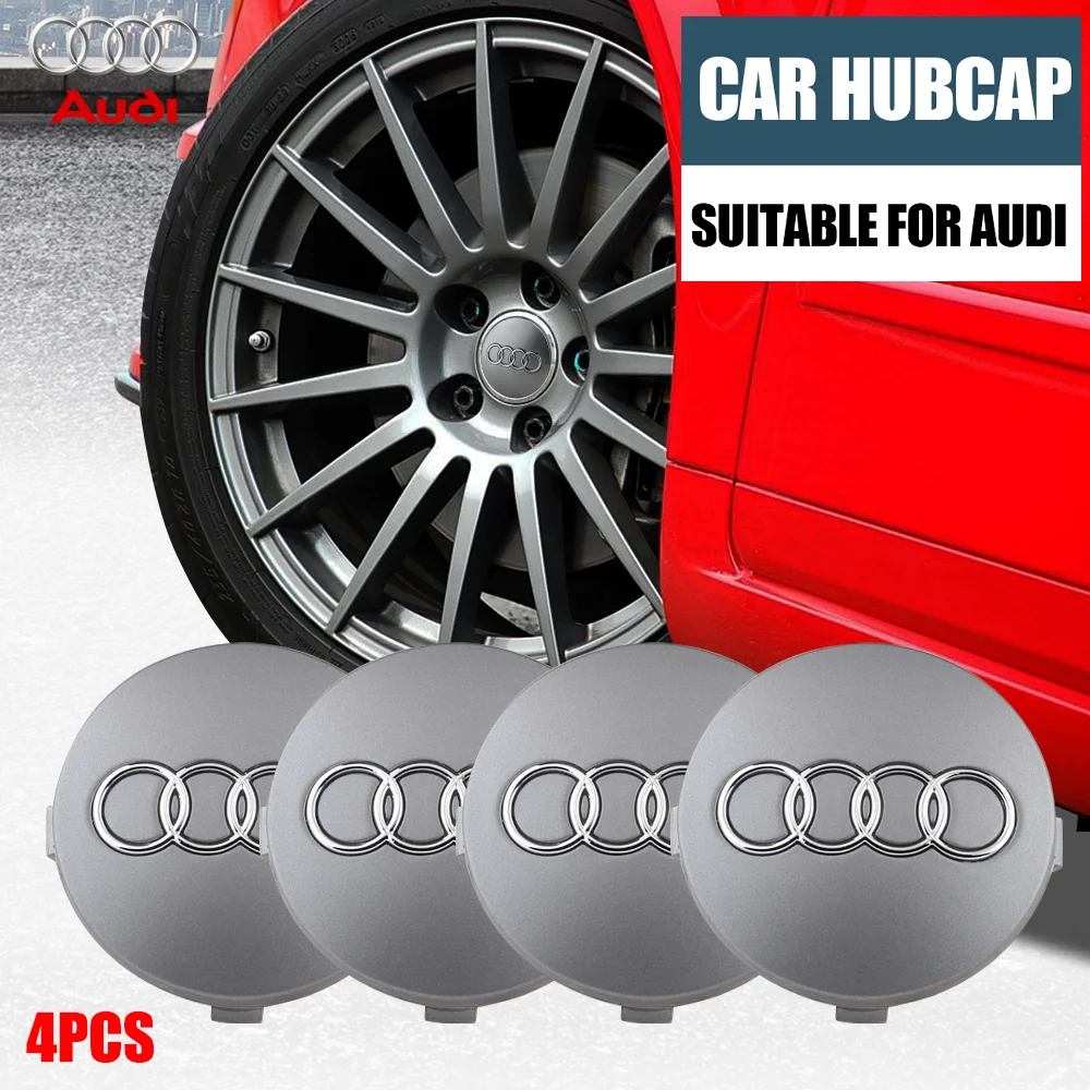 4PCS 59 millimetri Nero/Grigio Abs Per Audi A3 A4 B8 8P B6 A5 B7 A1 A6 Centro Ruota Auto Coprimozzo Coprimozzo cerchione Coperture Decorazione