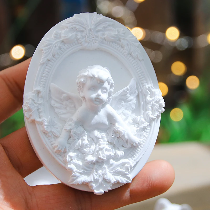 Aroma Gypsum Pendant Silicone Molds Flower Paraffin Tablet Car Ornament Plaster Molds Wardrobe Scented Wax Sheet Angel Mold