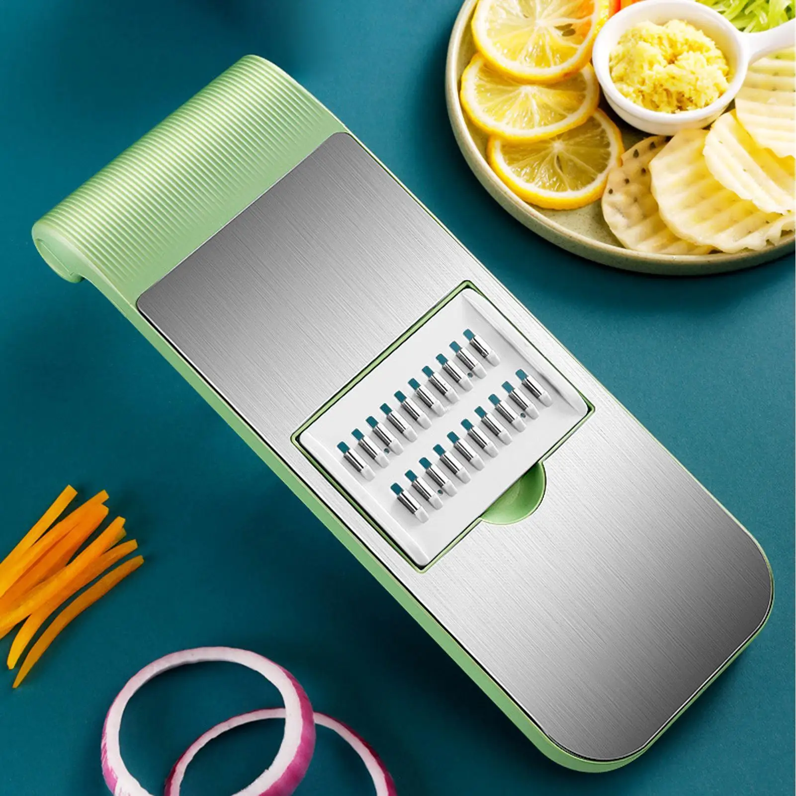 

Cucumber Slicer With Container And 5 Cutters Carrot Shredder With Hand Guard Manual Chopper For Home Cook Carrot Onion Potato