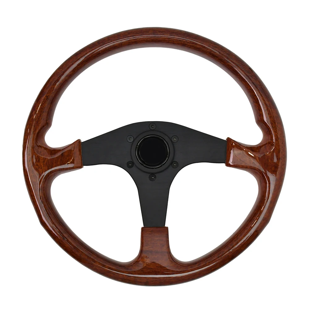 

350mm 40mm Deep Modification Steering Wheel Wood Grain Vintage Racing Steering Wheel With No Hole Anti-Slip Bracket