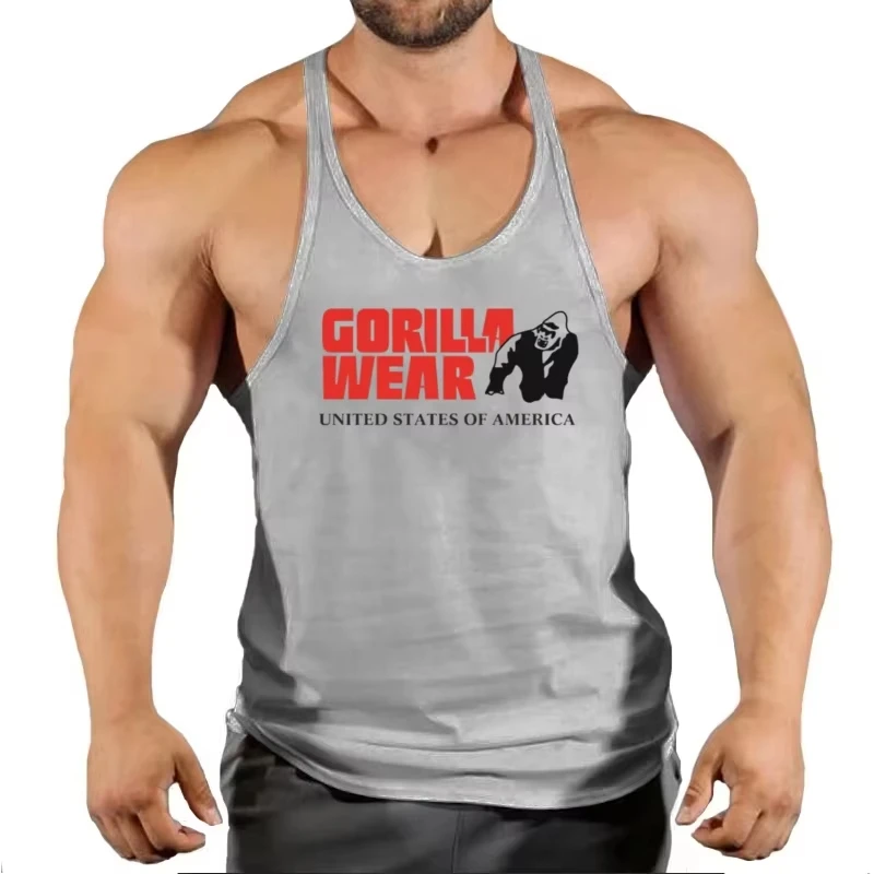Gym Tank Top for Men-Cotton Fitness Bodybuilding Stringer Singlets, Sleeveless Muscle Workout Vest Shirt with Breathable Comfort