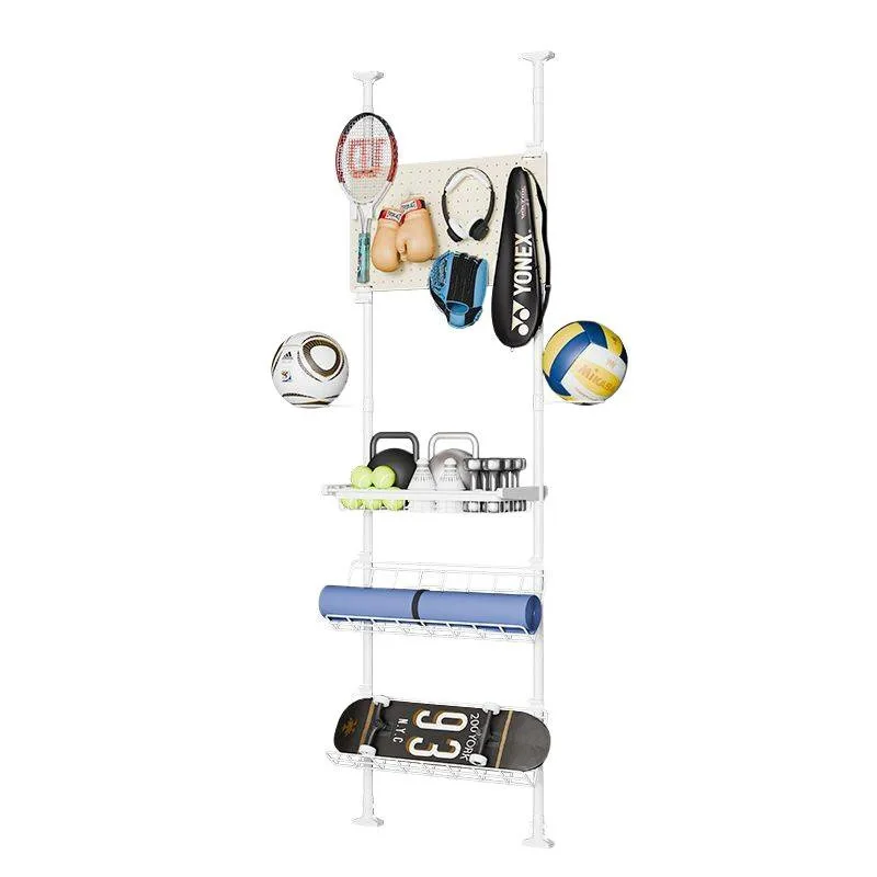 

Fitness equipment, storage rack, Dingtian hole board, badminton racket, basketball sports goods, yoga mat, storage