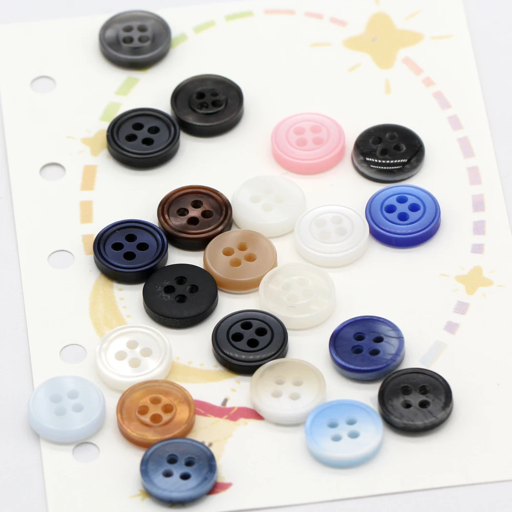 HENGC 30Pcs 9/10/11mm Fashion Colorful Resin Buttons for Clothing Kids Shirt Blouse Cuff Collar Sewing Accessories