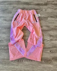 Calça feminina com elástico listrado na cintura, calça esportiva larga larga larga larga, retrô para Europa e Estados Unidos, tendência Harajuku, nova, Y2k