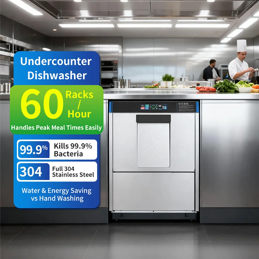 Built-In Electric Undercounter Dishwasher Stainless Steel Wine Glass Cup Washing Machine Feature for Household Restaurant Hotel