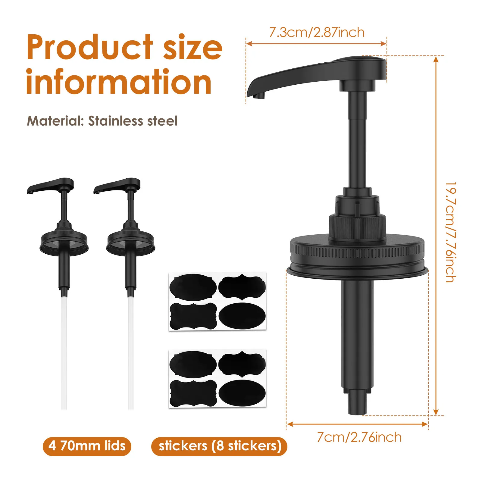 4 Pcs Stainless Steel Jar Syrup Dispenser Pump Lid Easy to Install Honey Sauce Dispenser Injector Lid Enduring Coffee Syrup