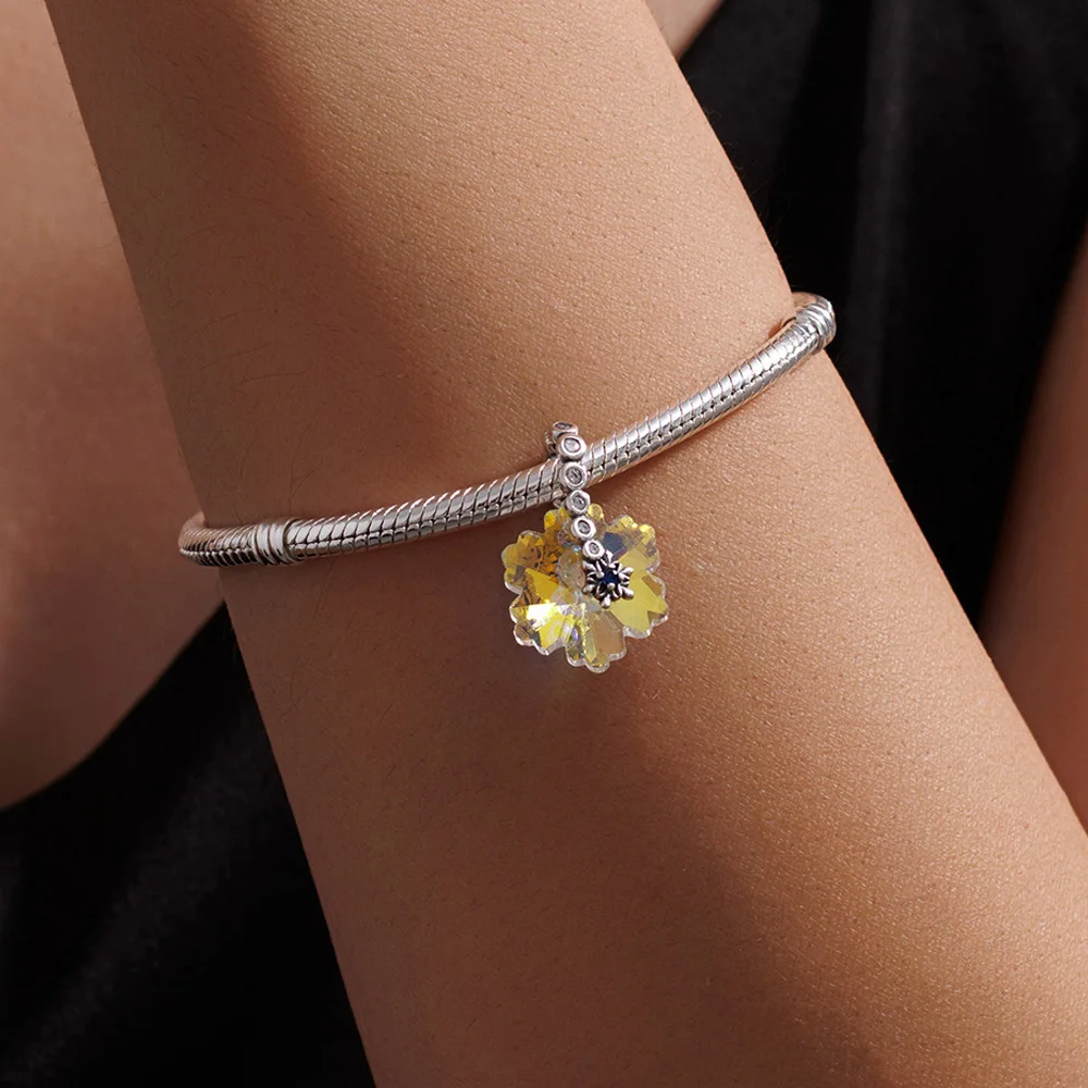 New 925 Sterling Silver Charm Snowflake Pendant Jewelry Making Original Bracelets Women's Fashion Jewelry Wear Gifts