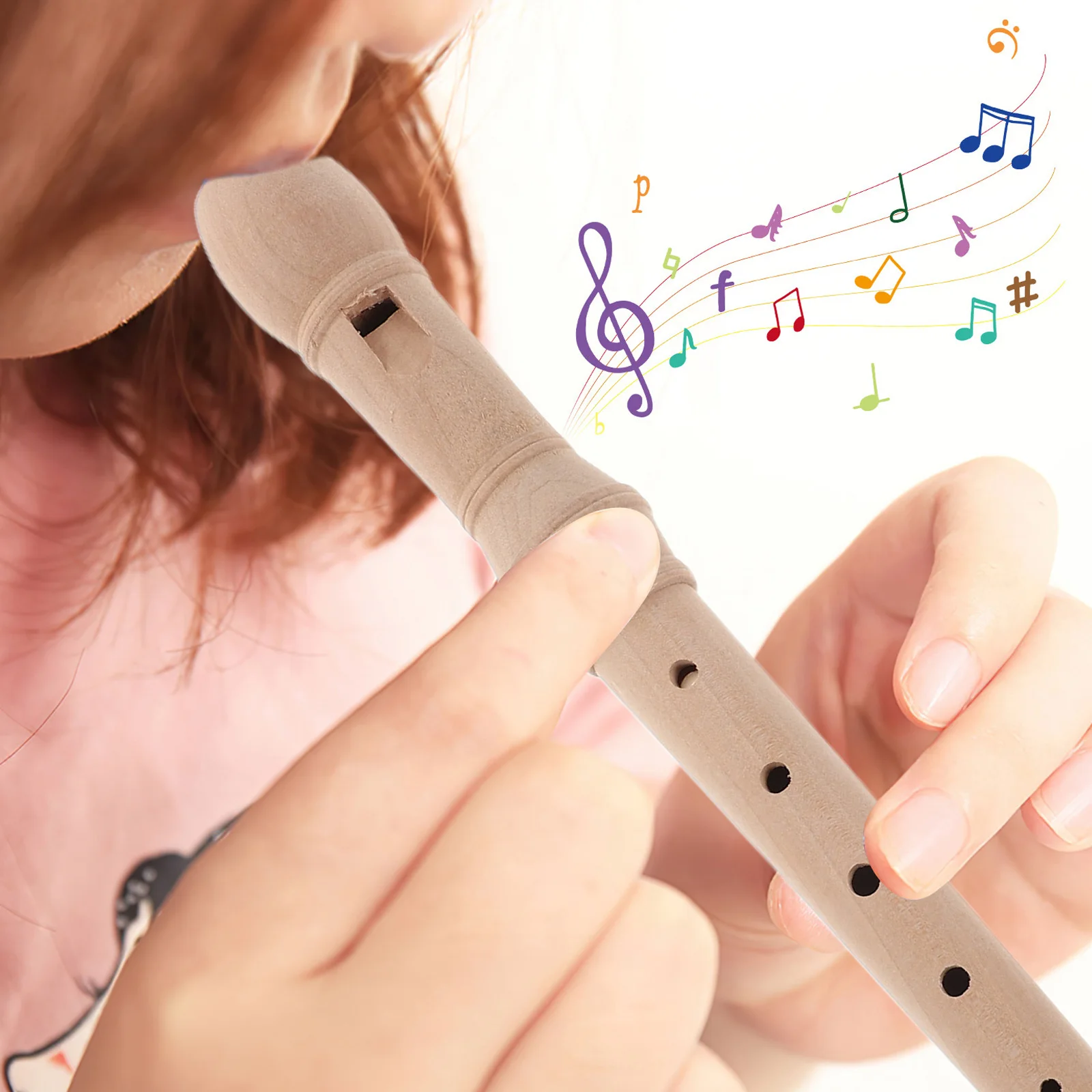 

Wooden Kid Recorder Khaki Lightweight Beginner Flute Instrument for Music Lessons Home Practice Children Recorder