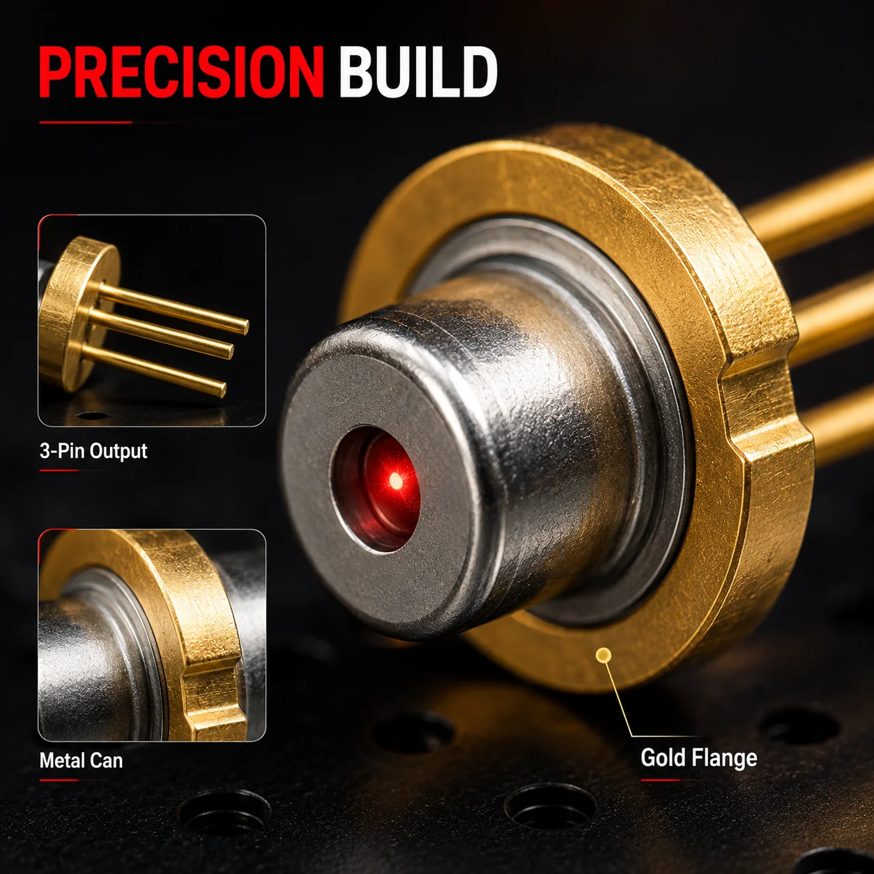 ZhonNa 638nm 185mW Red Laser Diode Module ZN-LDR-007 TO56 Package Optical Sensor Light Tube DIY Lab Electronic Accessories Parts