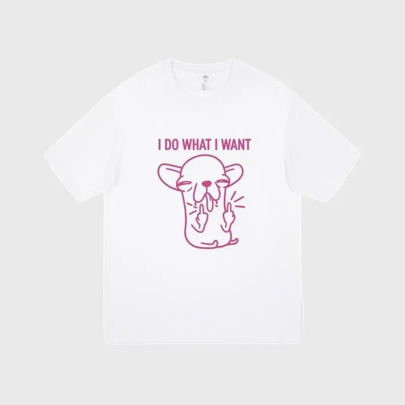 Funny Streetwear Unisex T‑Shirt Cute Chihuahua Dog Middle‑Finger Graphic Print Summer Stackable Short‑Sleeve Loose Casual Tee To