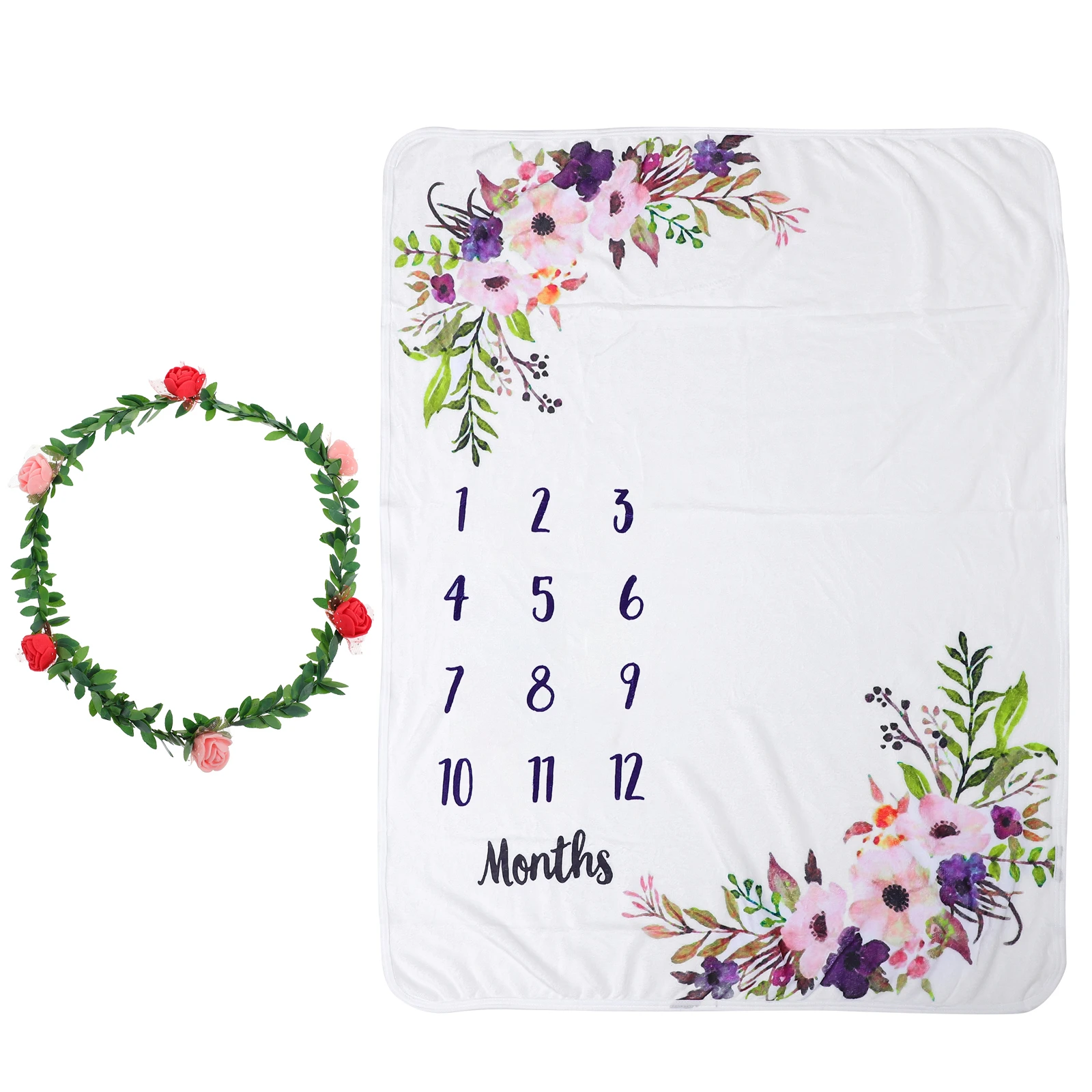 

Baby Monthly Blanket Neutral Photo Prop Bright Non Fade Decorative Infant Blanket Baby Growth Tracker Shower Gift