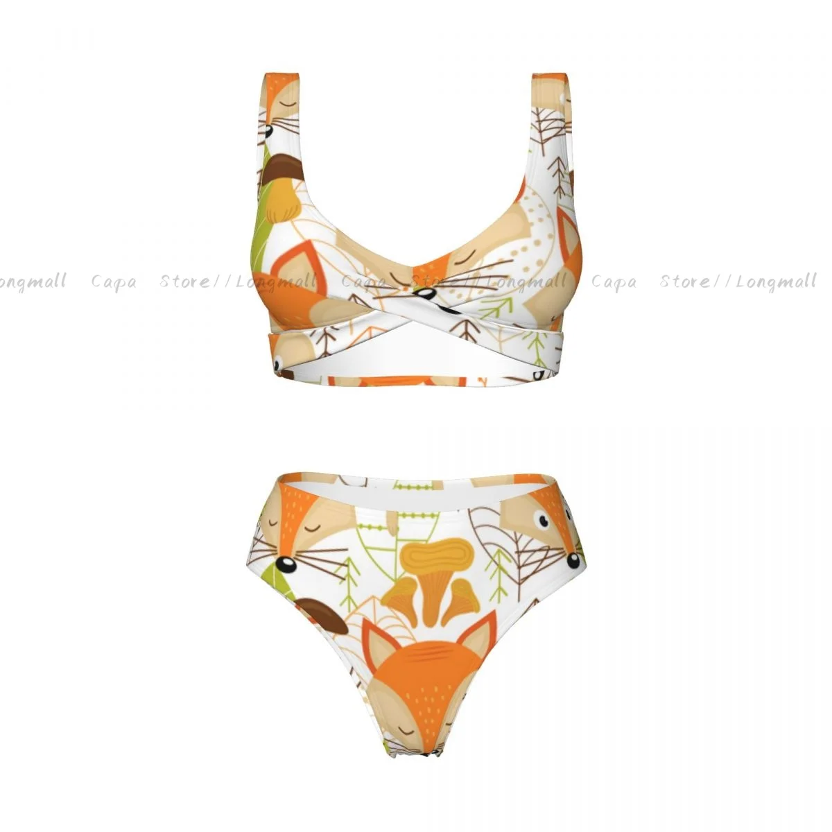 مثير مجموعة البكيني الثعلب وجوه ملابس النساء قطعتين ملابس السباحة بحر الإناث لباس سباحة #4