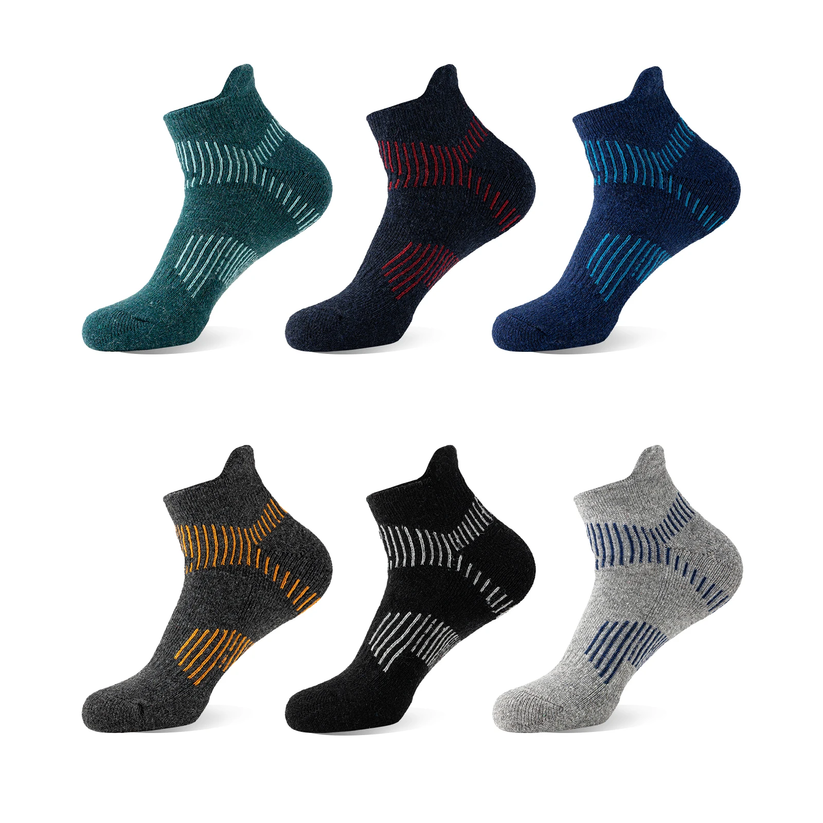 6 Pairs Men Women Merino Wool Ankle Hiking Running Socks Compression Support Thick Sports Low Cut Socks