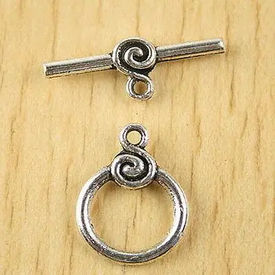 15sets SIZE:16mm,bar:26mm hole:1mm Tibetan silver round toggle clasp h2862