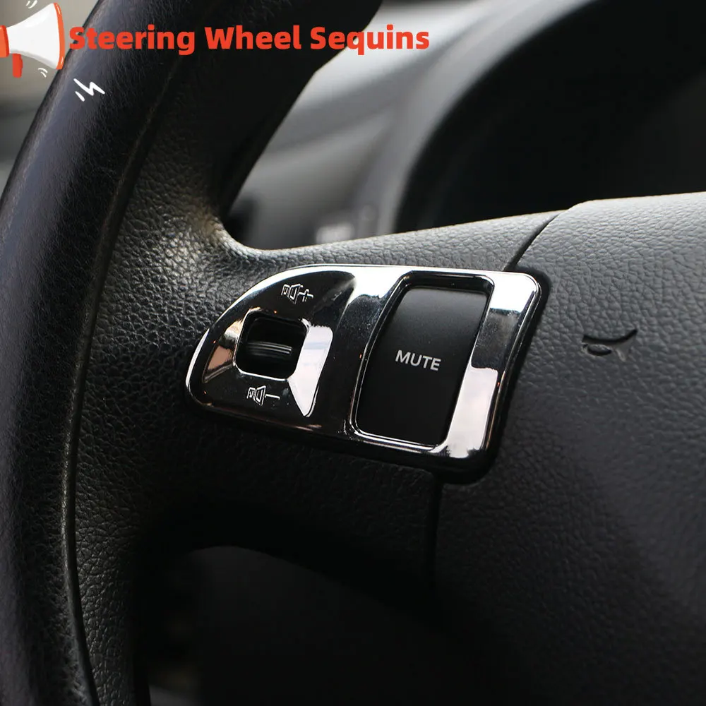 For KIA Sportage 3 SL 2011 2012 2013 2014 2015 2016 Car Chrome Steering Wheel Sequins Decoration Trim Sticker Accessories