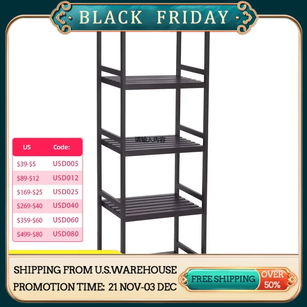 Adjustable storage shelves, 5-tier multi-shelf tower, bathroom, living room, kitchen bookshelf, load capacity up to 132 lbs