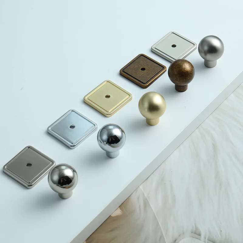 Modern Minimalist Gold Silver Bronze Drawer Handles Round Square Cabinet Pulls for Furniture