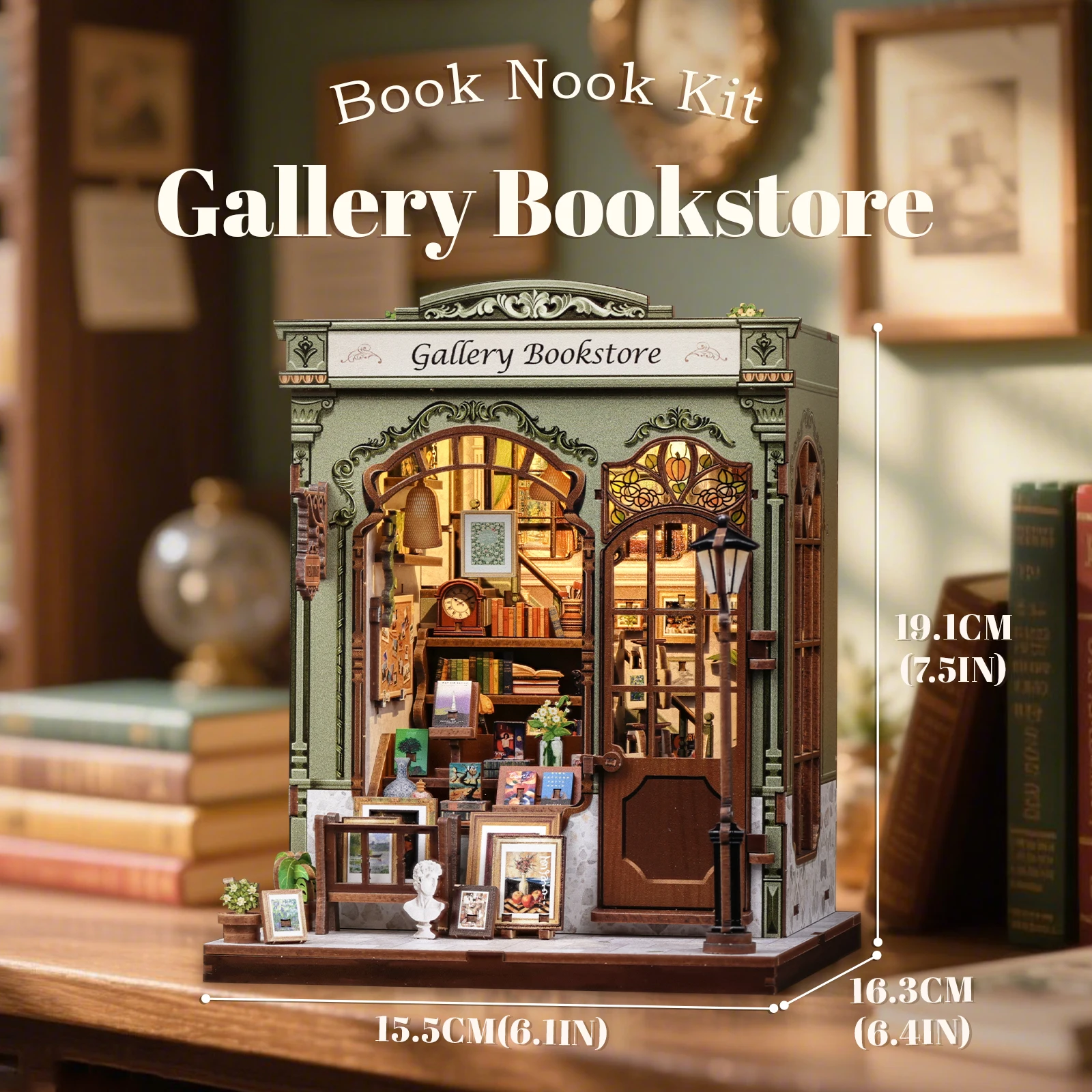 

Cutefun DIY Miniature House Book Nook Kit for Adults Teen Gallery Book Store Booknook Tiny Dollhouse Bookshelf Insert Home Decor