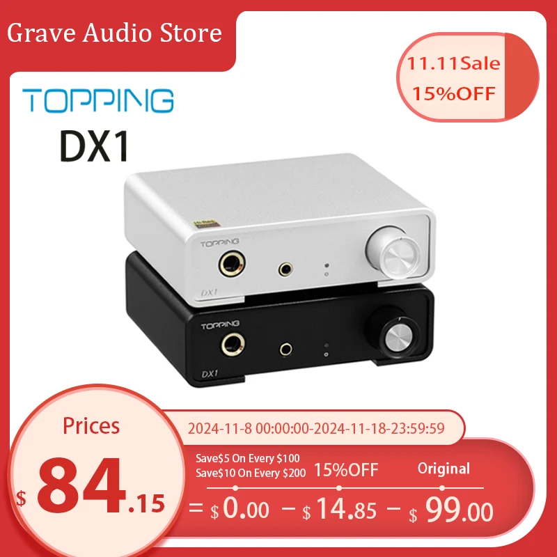 TOPPING DX1 Mini Decoder AK4493SEQ DAC Desktop Headphone Amplifier AMP Output Power 280mw x2 Suitable for High Sensitivity IEMS