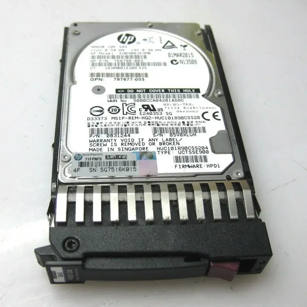 

900GB 768788-003 10K RPM SAS 2.5 SFF HDD w/ Caddy EG0900JEHMB 787647-001