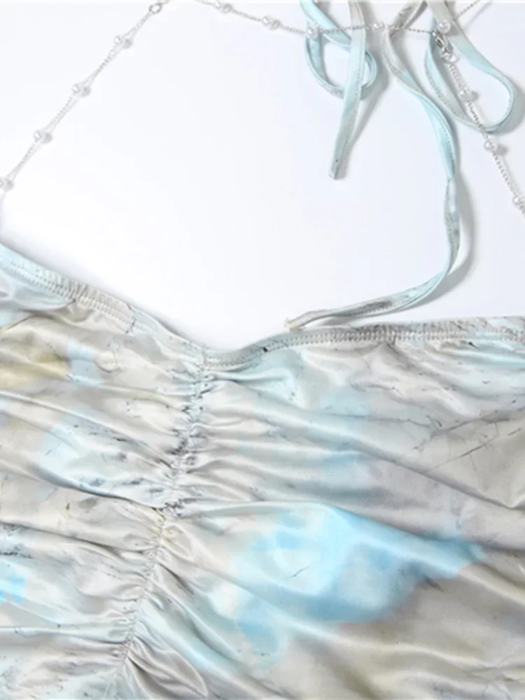 UETEEY 2025 nuevo vestido playero de verano Sexy Hottie cuello en V sin mangas sin espalda vestido ajustado moda vestido de playa con cordones