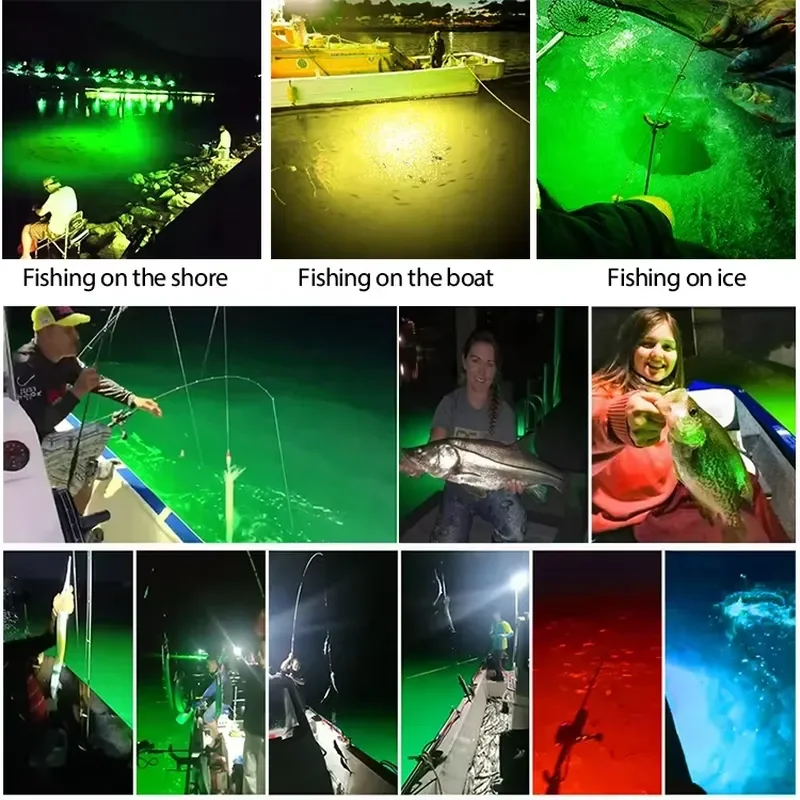 Green Blue White Yellow Outdoor 60W 500W Underwater Fishing Light Marine Fish Lamp Fish Tank Light