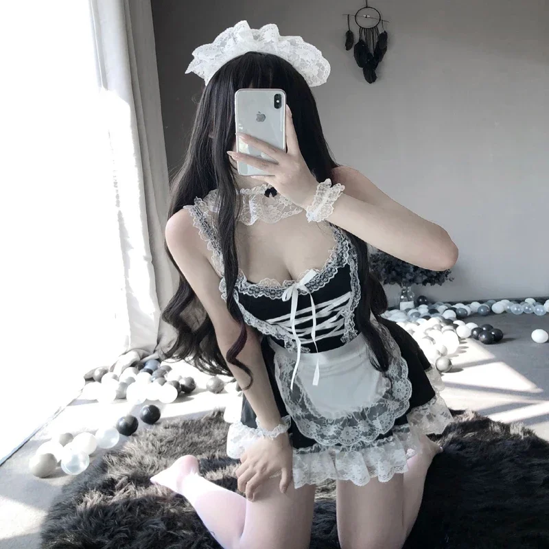 Nóng Lolita Người Giúp Việc Đồng Nhất Đầm Babydoll Ren Khiêu Dâm Gợi Tình Vai Trò Chơi Nữ Gợi Cảm Giúp Việc Trang Phục Hóa Trang Người Giúp Việc Quần Lót