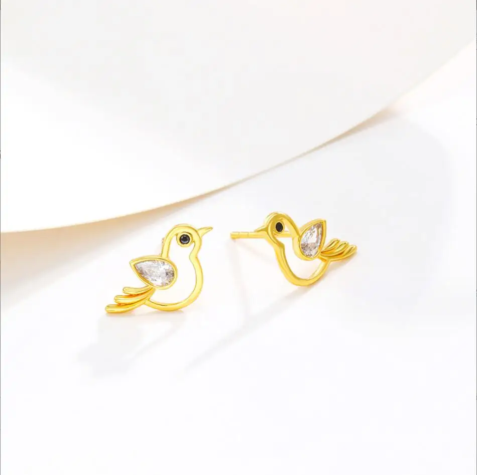 2PCS Cute Little Bird Stud Earrings for Women Gold Color Swallow Small Earrings Jewelry Birthday Present F1764
