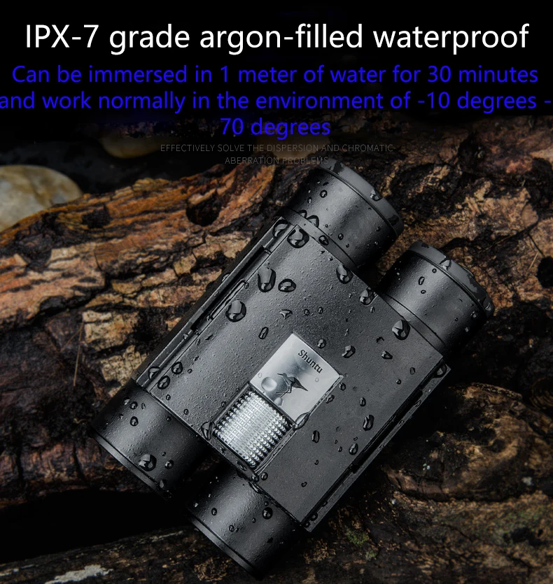 Shuntu 8x20 10x25 ED Binoculars Waterproof SMC Coating Eyepiece Bak4 Prism Optics Portable Folding Telescope For Camping Hunting