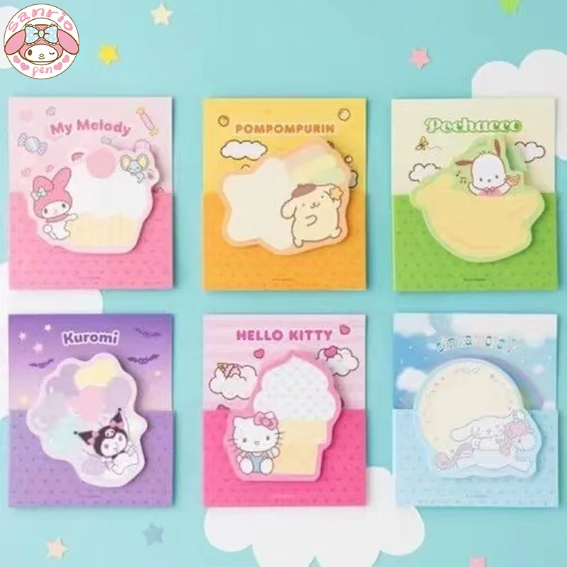 

10pcs Sanrio Notepad Creative Melody Kuromi Style Small Fresh Portable Student Stationery Cartoon Message Draft Paper Wholesale