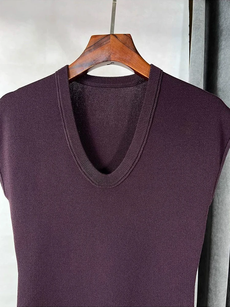 Ijs Zijde Gebreide Mouwloze Tops Zomer Chic Dunne Vrouwen Top Casual Veelzijdige Slim Fit Korte Mouw T-shirt Koreaanse Stijl Kleding