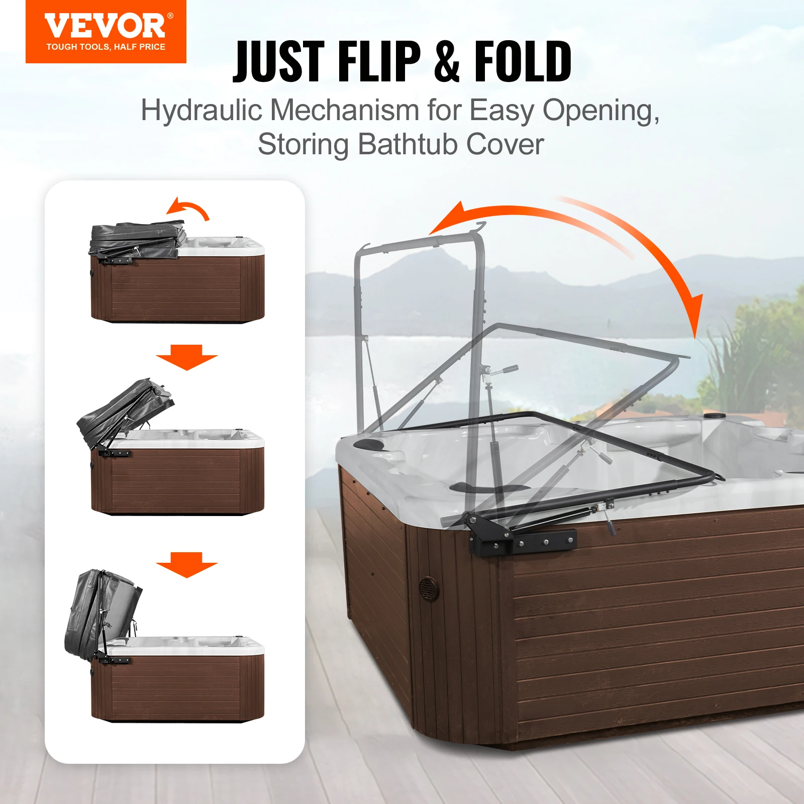 VEVOR Hot Tub Cover Lift Spa Cover Lift Both Sides Width 69