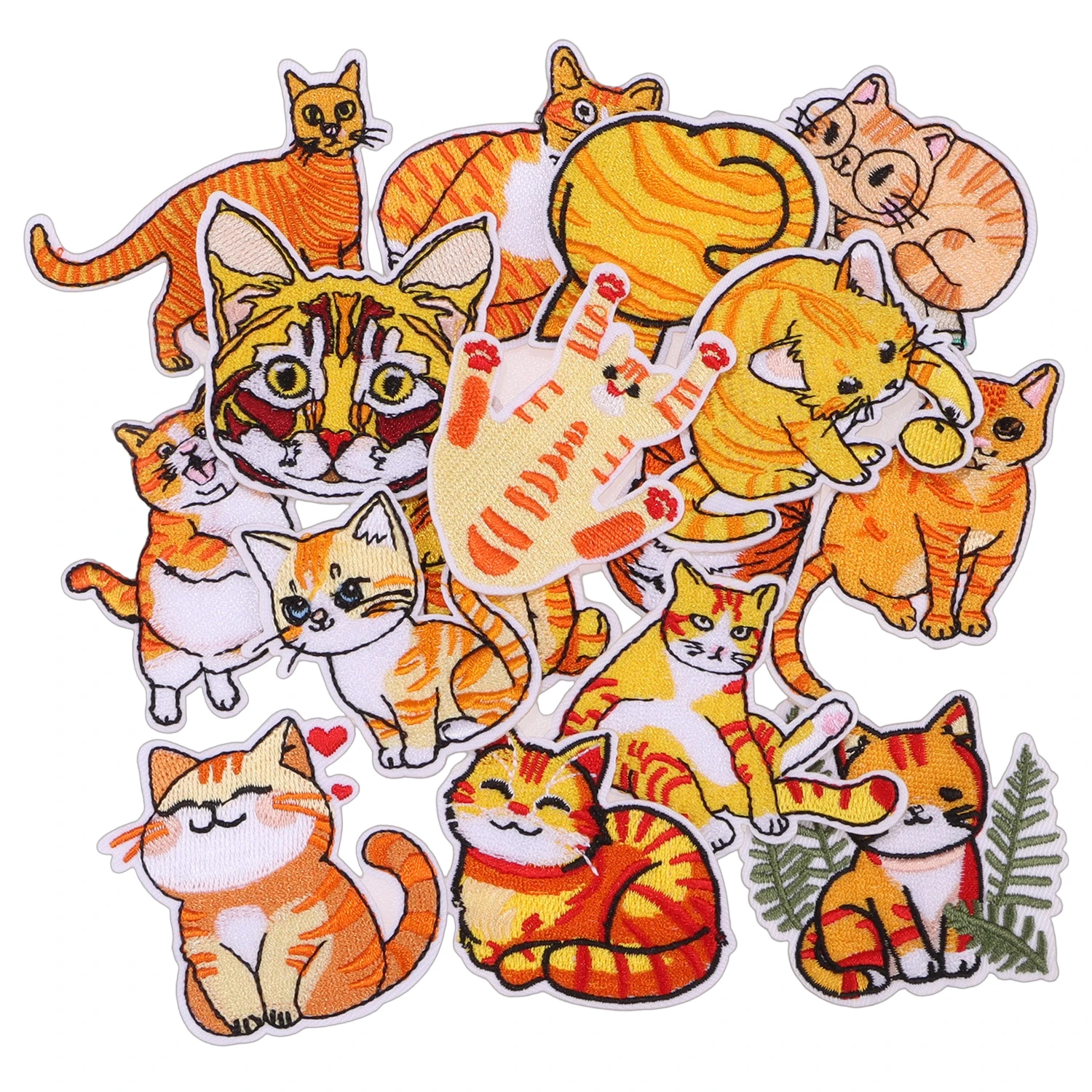 Lustiges Katzen-Motiv Aufnäher-Set Gestreifte Kätzchen-Dekoration für Jacken Taschen Haustierliebhaber DIY Bastelarbeiten Geschenke