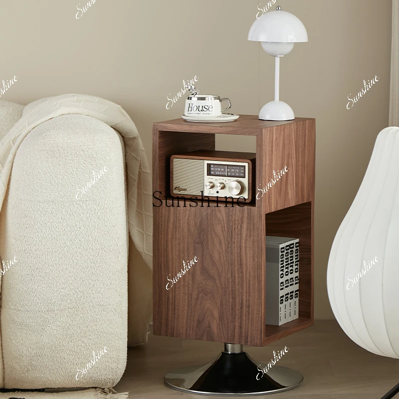Nordic living room sofa side rotating edge light luxury creative walnut minimalist bookshelf bedside cabinet  FT