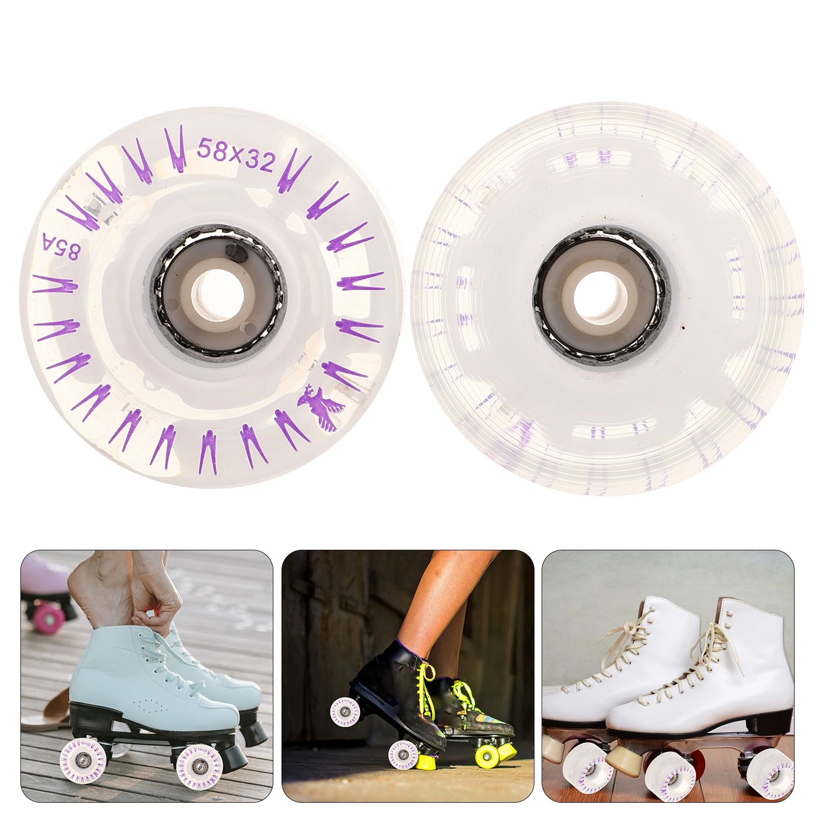 

2pcs Light Up Roller Skate Wheels Flashing Led Replacement Parts Double Outdoor Indoor Quad Skates Scooter Compatible