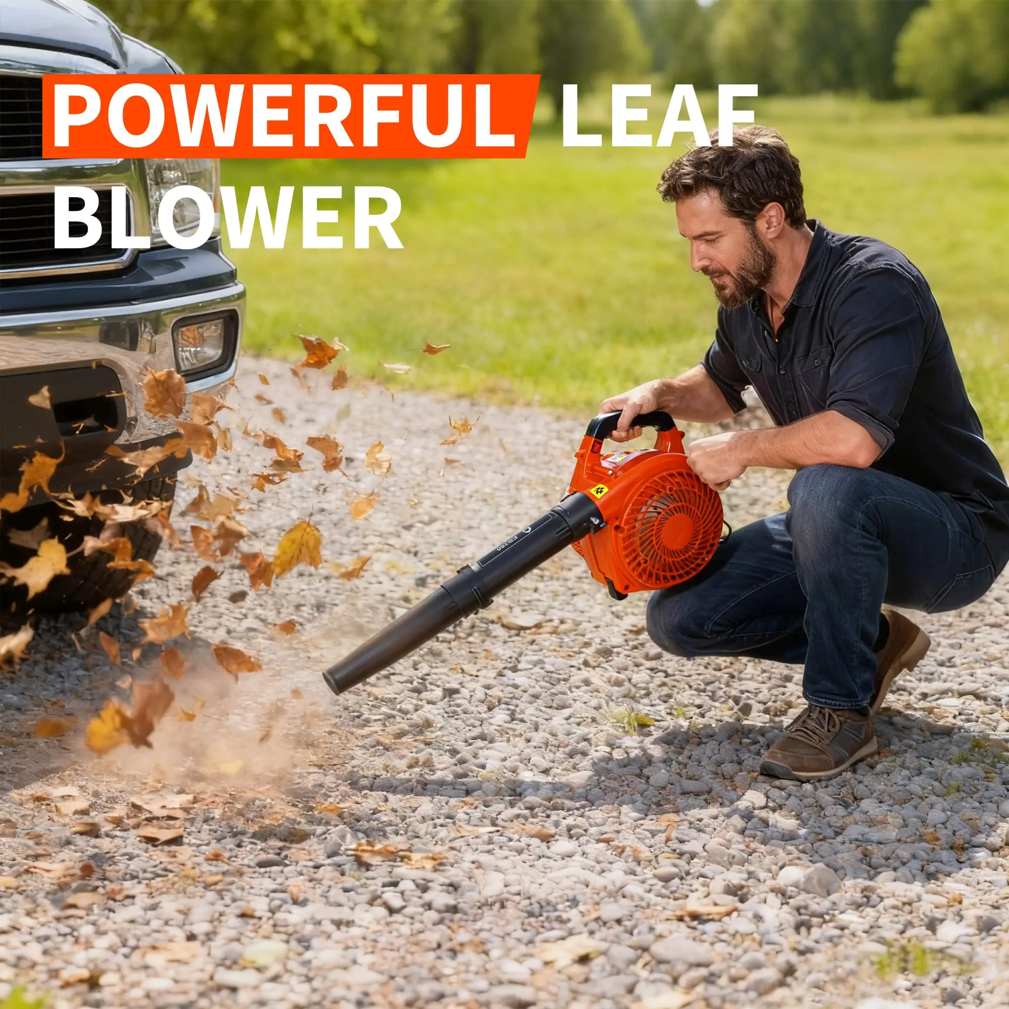 

28CC Gas Leaf Blower 490 CFM 280 MPH 1.1-HP Handheld Lightweight 9.5lb Quick-Start For Lawn Driveway Light Snow Removal