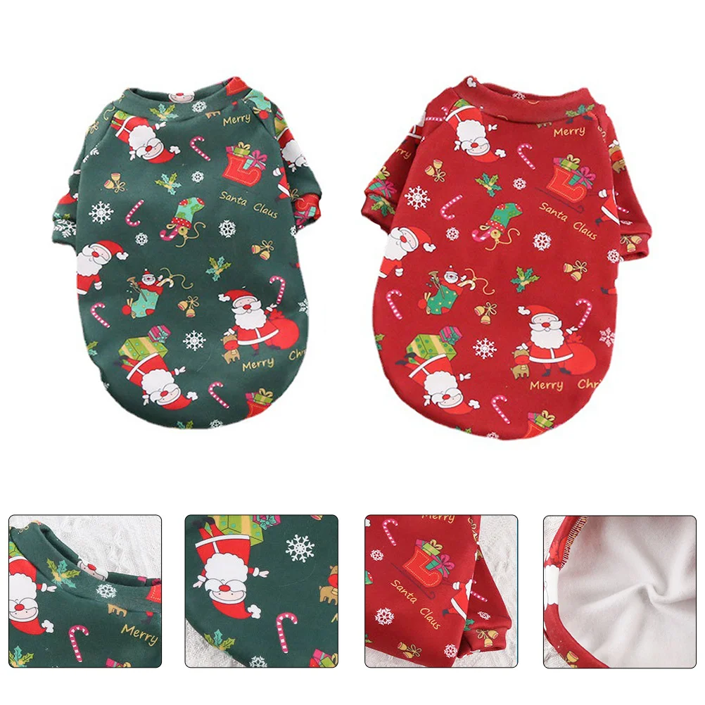 

2 Pcs Small Dog Christmas Outfits Apparel Holiday Clothes Costume Puppy Pet Triangle Scarf for Dogs