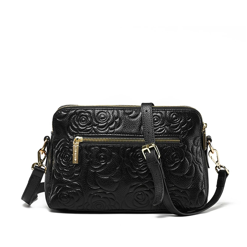 Aidrani  Fashionable single shoulder crossbody women's bag, made of cowhide material with floral patterns printed on it