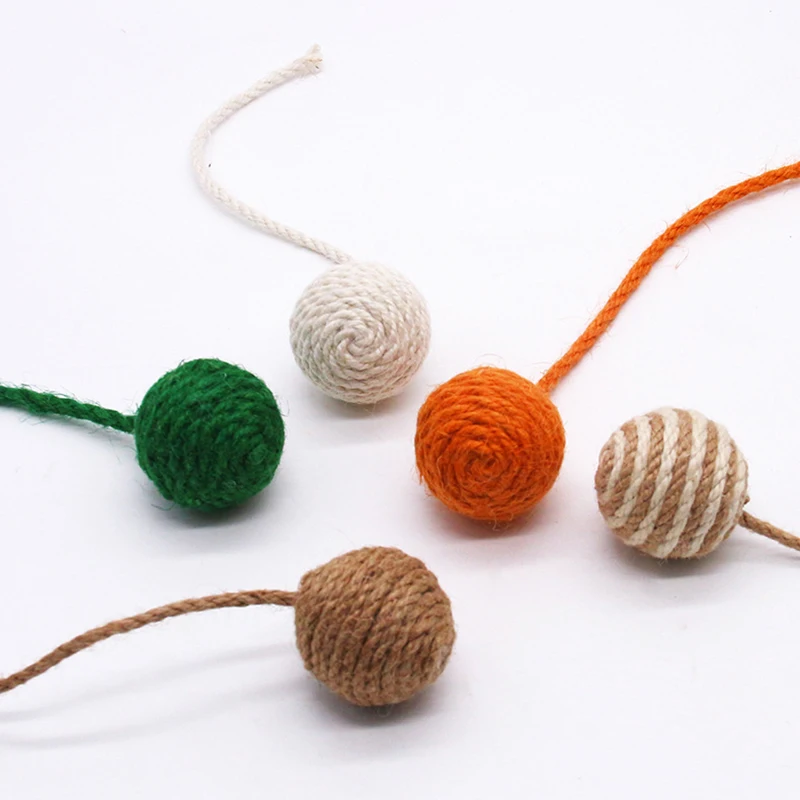 Pet Sisal Rope Weave Ball Cat Teaser Play Chewing Rattle Scratch Catch Toy DIY Interactive Scratch Chew Toy Accessoryies