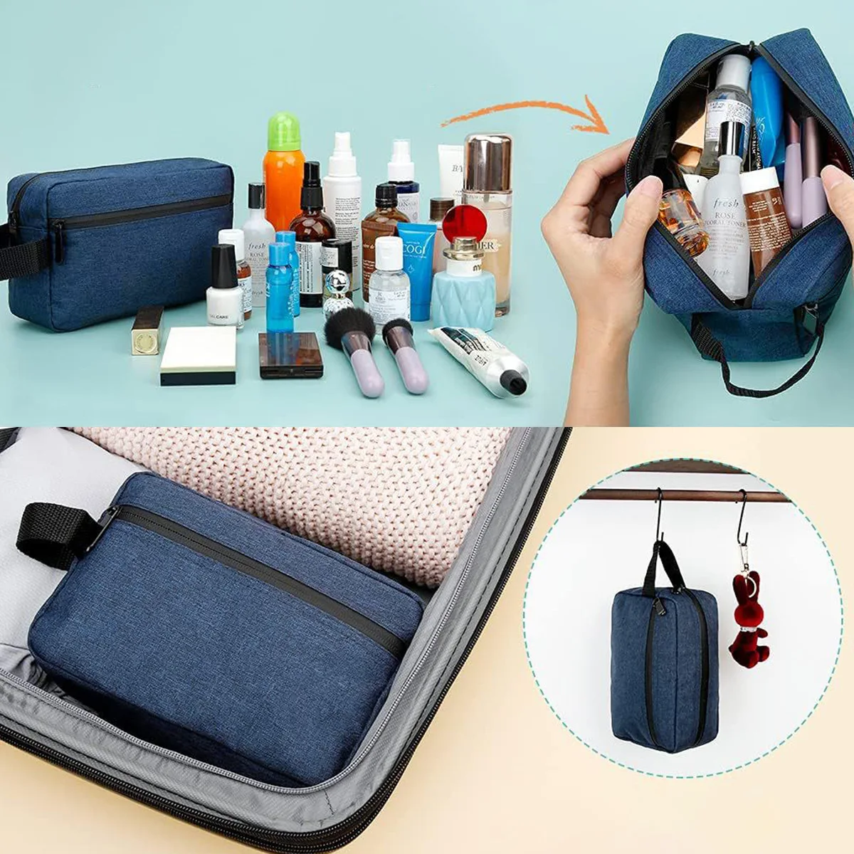 Double layered hand-held bag, men's hand-held makeup bag, digital bag, travel bag, Oxford cloth storage bag